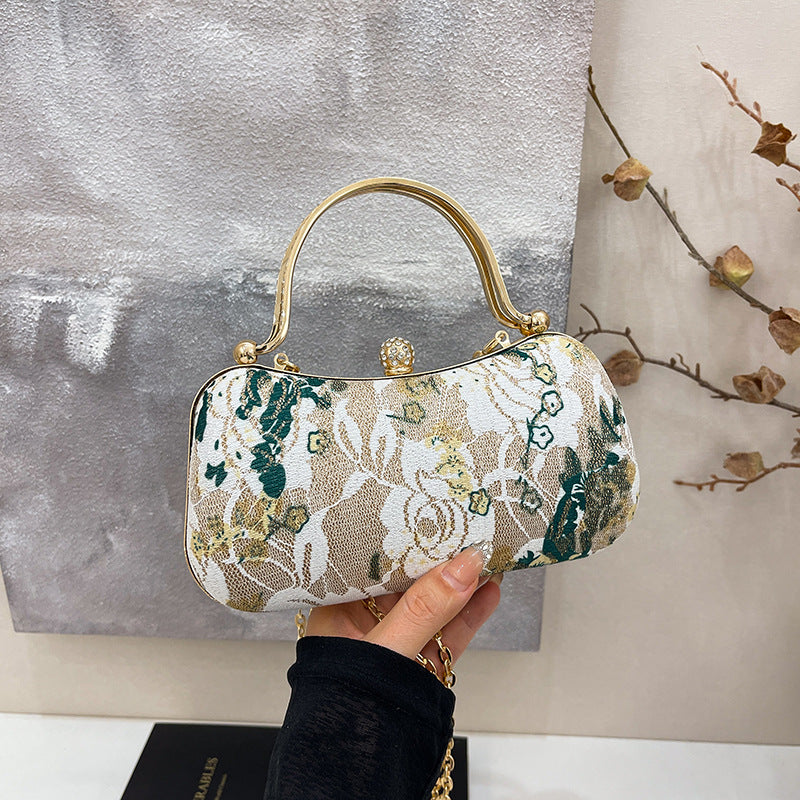 Wholesale Spring  Cheongsam Silk Embroidered Mouth Gold Bag